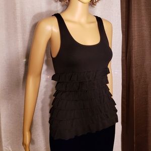 Black Vintage top w ruffles